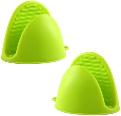 1 Pair Green, Mini Silicone Oven Gloves, Mini Finger Protector Pot Holder by vvmotes