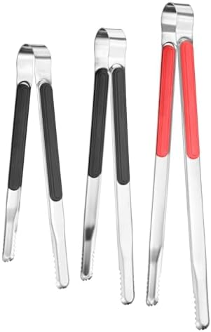 M METERXITY 3-Pack Grill Tongs, 8.8/10/11.6 Inch Non-Slip 410 Stainless Steel by MMETERXITY