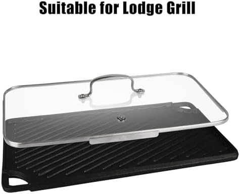 Vayepro Griddle Glass Lid for Lodge 9.5 x 16.75 Inch Cast Iron Rectangular - Image 3