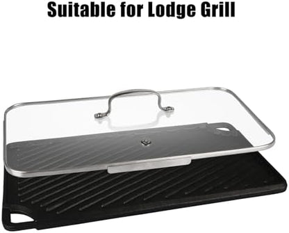 Vayepro Griddle Glass Lid for Lodge 9.5 x 16.75 Inch Cast Iron Rectangular - Image 3