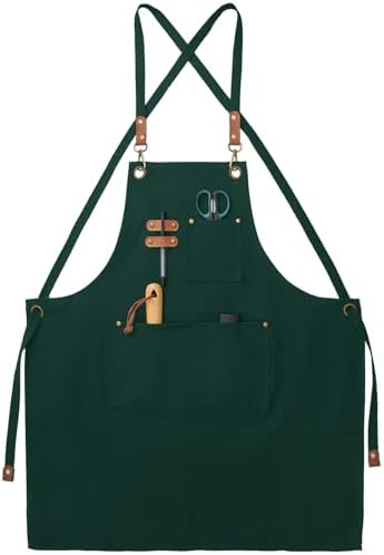 Chef Canvas Aprons with 3 Large Pockets Adjustable Strap by FunChaos
