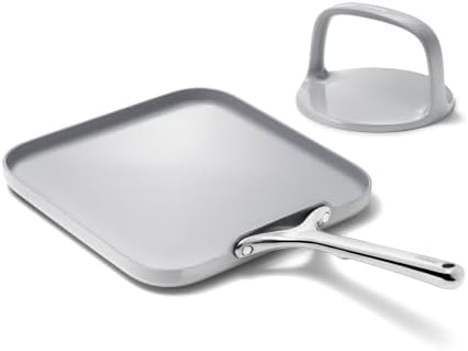 Caraway 11" Non-Stick Square Griddle Pan and 6" Grill Press Duo by Unknown