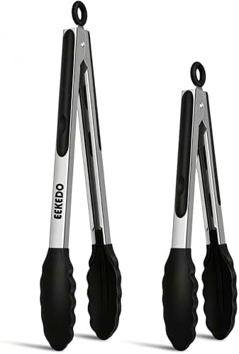 Tongs for Cooking, Stainless Steel Kitchen Tongs by EEKEDO