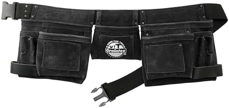 Graintex DS2312 11 Pocket Black Color Suede Leather Tool Belt/Tool Bag/Work by Graintex
