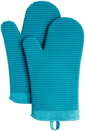 KITCHENAID Ribbed Soft Silicone Oven Mitt 2-Pack Set, Ocean Drive by KitchenAid