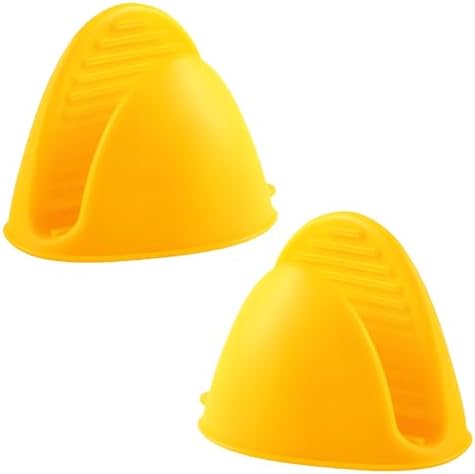1 Pair Yellow, Mini Silicone Oven Gloves, Mini Finger Protector Pot Holder by vvmotes