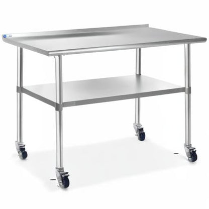 GRIDMANN Stainless Steel Table 72 in. x 30 in., NSF Commercial Kitchen Prep & Work Table w/Backsplash and Wheels