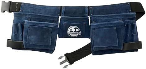 Graintex DS2346 11 Pocket Navy Blue Color Suede Leather Tool Belt/Tool Bag/Work by Graintex