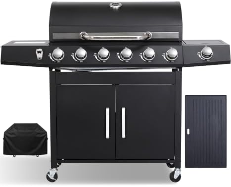 6 Burner Gas Grill with Side Burner, Griddle and Grill Combo by Unknown