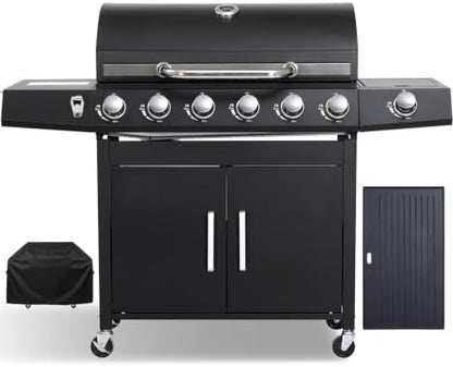 6 Burner Gas Grill with Side Burner, Griddle and Grill Combo by Unknown