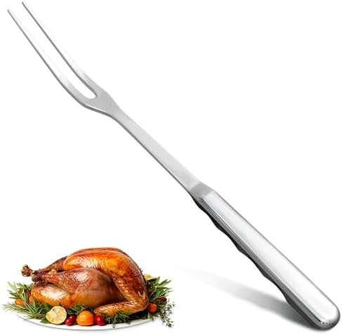 Meat Fork 2 Prongs, 11 Inch, Stainless Steel, Ergonomic Handle by ZOKLU