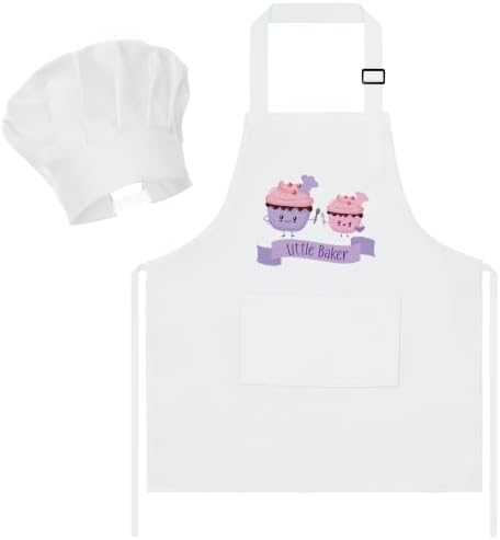 Kids Apron and Chef Hat Set, Funny Adjustable Kitchen Apron by RHORSE