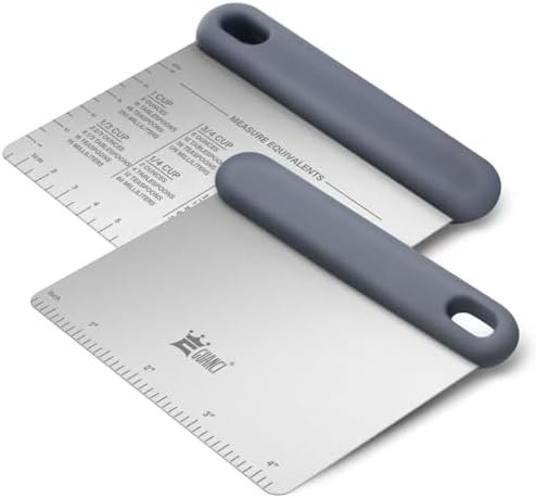 Bench & Dough Scraper for Kitchen 2-Pack, Pastry Scraper Tools by GUANCI