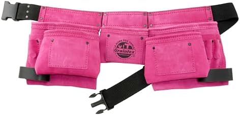 Graintex DS2118 11 Pocket Pink Color Suede Leather Tool Belt/Tool Bag/Work Apron by Graintex