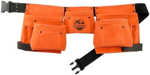 Graintex DS2419 11 Pocket Orange Color Suede Leather Tool Belt/Tool Bag/Work by Graintex