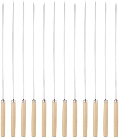 HARFINGTON 12pcs Metal Kebob Skewers 13" 3.2mmx0.8mm Stainless Steel Flat Sticks by HARFINGTON
