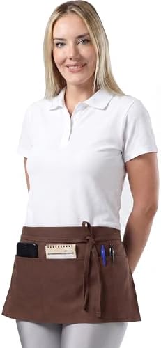 TOSHE Waist Apron 3 Pockets Waterdrop Resistant Cotton Server by TOSHE