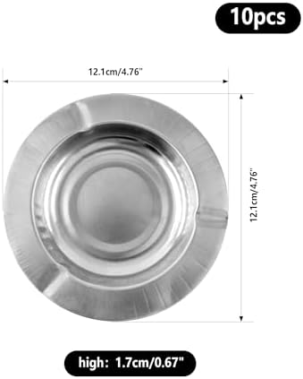Lilaly 10-Pack Ashtray Round Cigar Ash Tray Stainless Ashtray - Image 2
