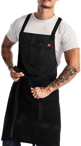 hedley & bennett Crossback Chef Apron, Pockets & Towel Loop, Caviar Black by hedleybennett