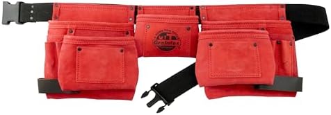 Graintex 11 Pocket Red Color Suede Leather Tool Belt/Tool Bag/Work Apron by Graintex
