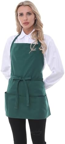 Chef Aprons for Women with 3 Pockets, Kitchen Work Apron for Cooking, Cotton - Image 6