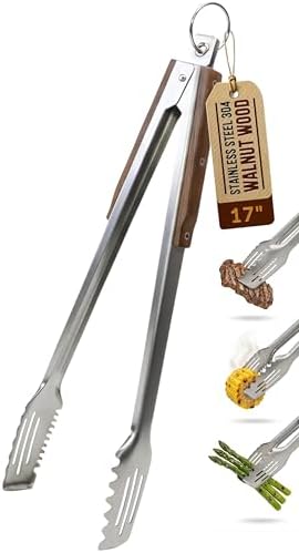 17-Inch Grill Tongs, Heavy Duty 304 Stainless Steel BBQ Tongs, Extra-Long by Boxikikitchen