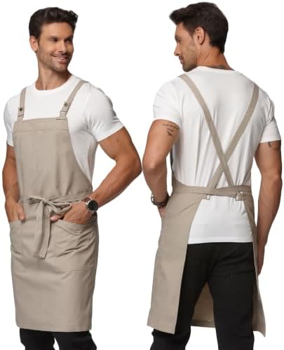 Cross Back Apron for Men Chef Pockets 4251JX by Guolamy