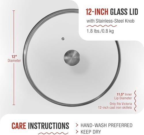 11.5-Inch Glass Lid for Victoria Round 12-Inch Cast Iron Skillet or Pan - Image 6