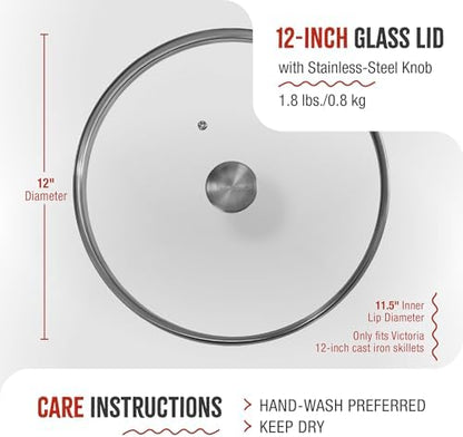 11.5-Inch Glass Lid for Victoria Round 12-Inch Cast Iron Skillet or Pan - Image 6