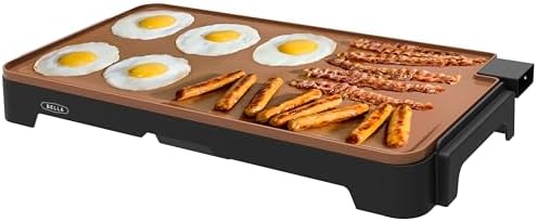 bella XL 12"x22" Electric Ceramic Titanium Non-Toxic Griddle, Copper/Black by bella