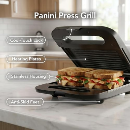OVENTE Electric Sandwich Maker, 750W Non-Stick Plates - Image 3
