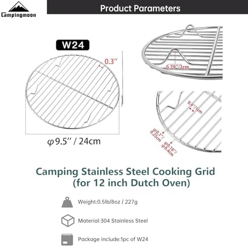 Campingmoon 12 Inch Round Cooling Rack, 304 Stainless Steel - Image 3
