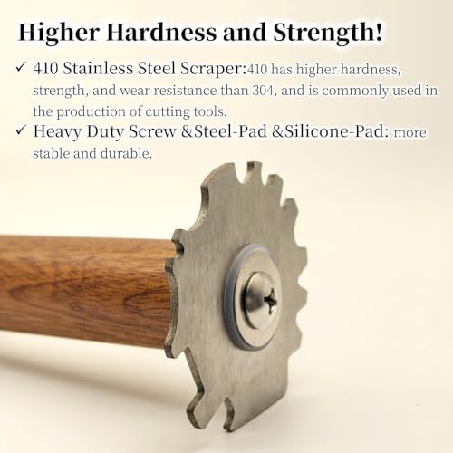 Grill Scraper for BBQ Grate and Griddle, Bristle-Free, 11.8” Wooden Handle – - Image 3