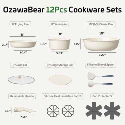 12 Pcs Pots and Pans Set Non Stick, Detachable Handle Cookware - Image 2