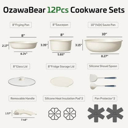 12 Pcs Pots and Pans Set Non Stick, Detachable Handle Cookware - Image 2