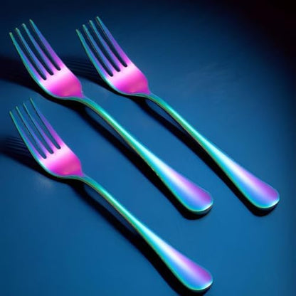 Rainbow Forks Silverware Set Of 6 Pieces, Stainless Steel Forks, Mirror - Image 3
