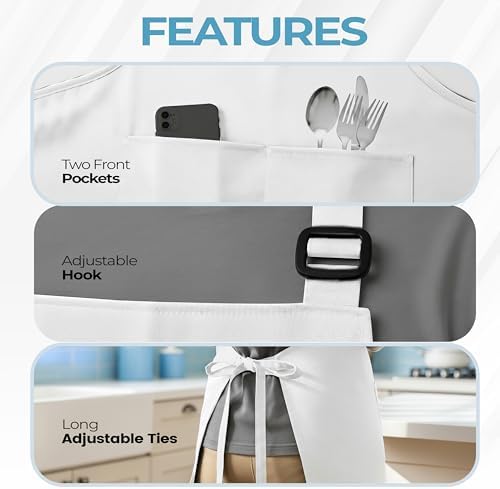 Utopia Kitchen Bib Aprons 4 Pack Adjustable - Image 4
