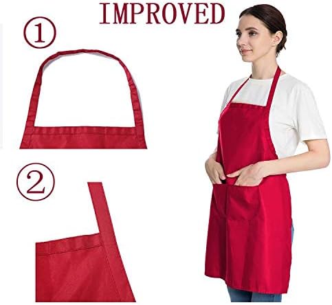 16 Pack Red Bib Plain Aprons Bulk - Image 2