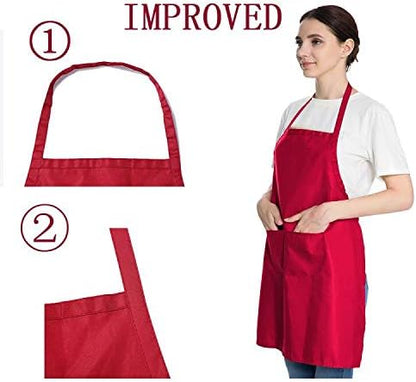 16 Pack Red Bib Plain Aprons Bulk - Image 2