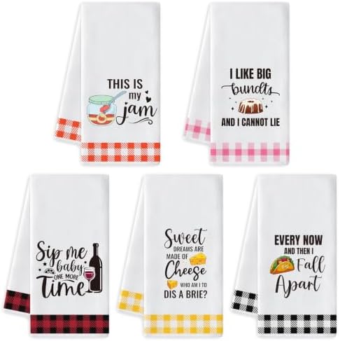 R HORSE 5 Pack Funny Food Kitchen Dish Towels, Absorbent Hand Towels by RHORSE