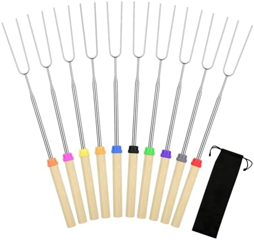 10 Pack Smores Sticks, 32 Inch Marshmallow Roasting Sticks by Opvixi