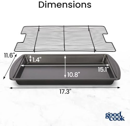 GoodCook Nonstick Carbon Steel Baking Pan & Raised Wire Rack, 15x10.5-Inch - Image 2