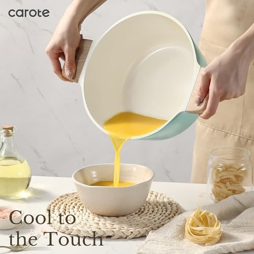 CAROTE 21pcs Ceramic Cookware Sets, Pots and Pans Set Blue - Image 5