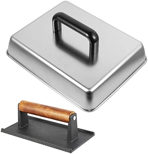 12" Rectangular Basting Cover & Cast Iron Grill Press Kit by MOASKER
