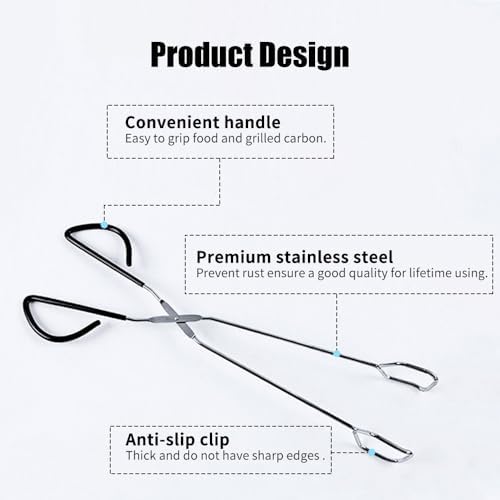 Stainless Steel Barbecue Tongs, 40cm Extra Long Scissor Food Tongs - Image 5