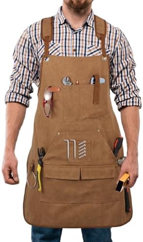 Unisex Woodworking Work Apron, 16oz Multi-Pocket Canvas Apron by Unknown