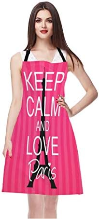 EKOBLA Keep Calm And Love Paris Aprons Eiffel Tower Heart Stripe Beauty Style - Image 3