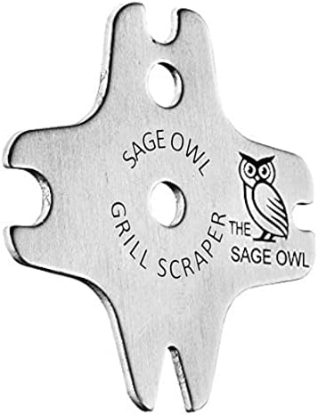 Sage Owl Bristle-Free Stainless Steel BBQ Grill Scraper – Safe Grill Cleaner by TheSageOwl