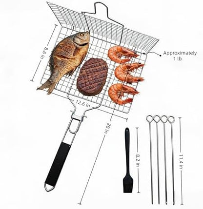 Fish Grilling Basket, Stainless Steel Fish Grill Basket, - Image 3