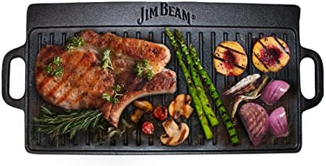 Jim Beam Pre Seasoned Heavy Duty Construction Double Sided Cast Iron Griddle Pan - Image 6